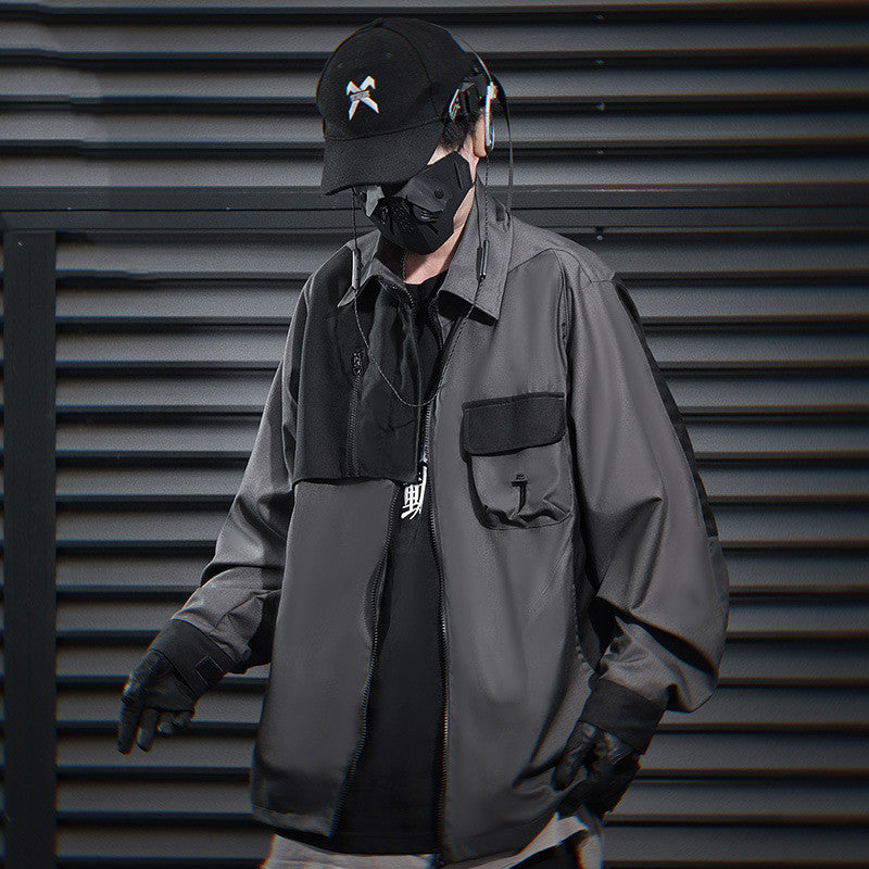 Irregular Splicing Coat Men's Loose Casual Polo Collar