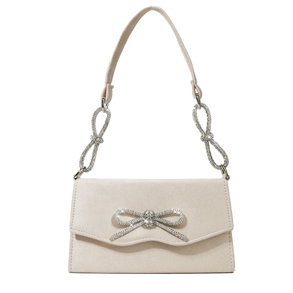 Shiny Bow Rhinestone Women Handbag High-grade French Style