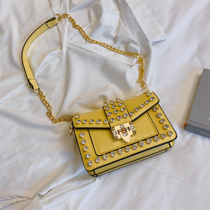 Rhinestone Rivet Chain Bag Shoulder Handbag