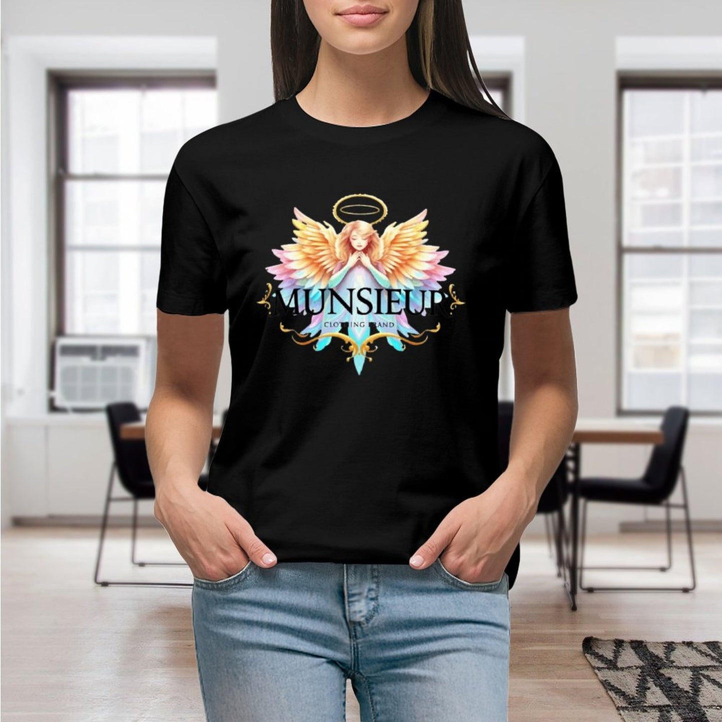 Munsieur Designer T-shirt for Women "Angel" Drip With Confidence Streetwear for Her