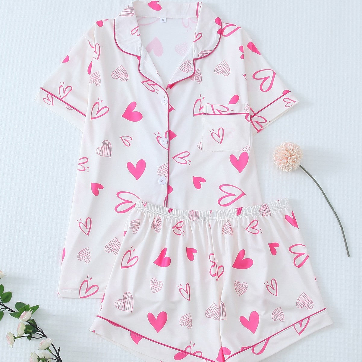 Women's European And American Wearable Bow Print Lingerie Pajamas