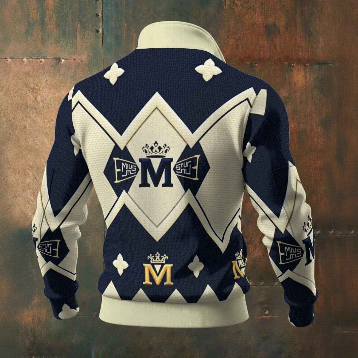 MUNSIEUR All-Over Print Men's Thick Knit Fleece Coat