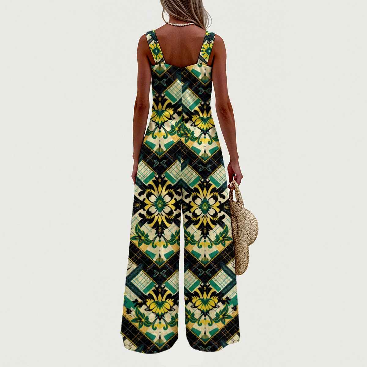MUNSIEUR All-Over Print Women's Wide-Leg Jumpsuit