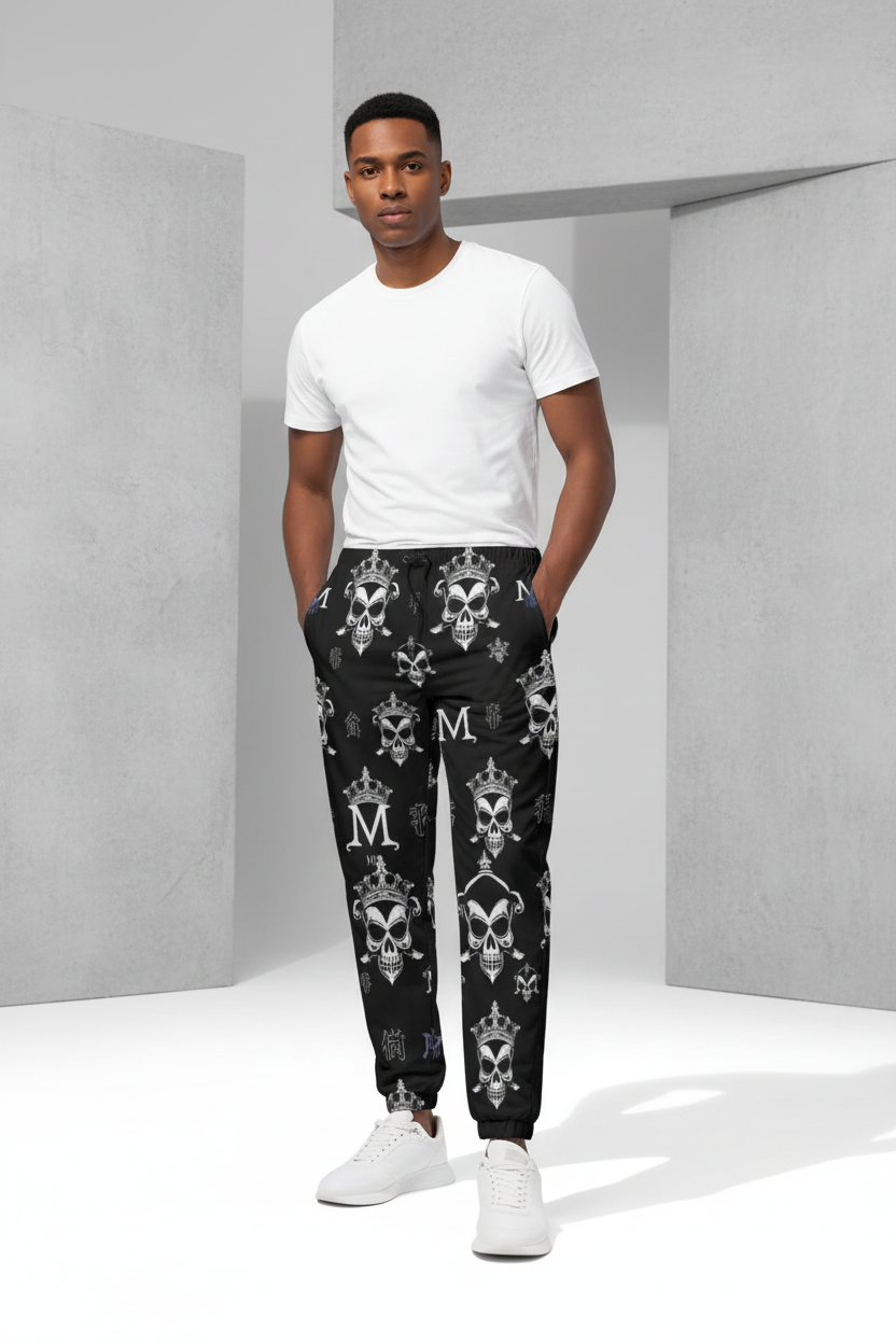 Black 310GSM All-Over Print Joggers for Men | MUNSIEUR