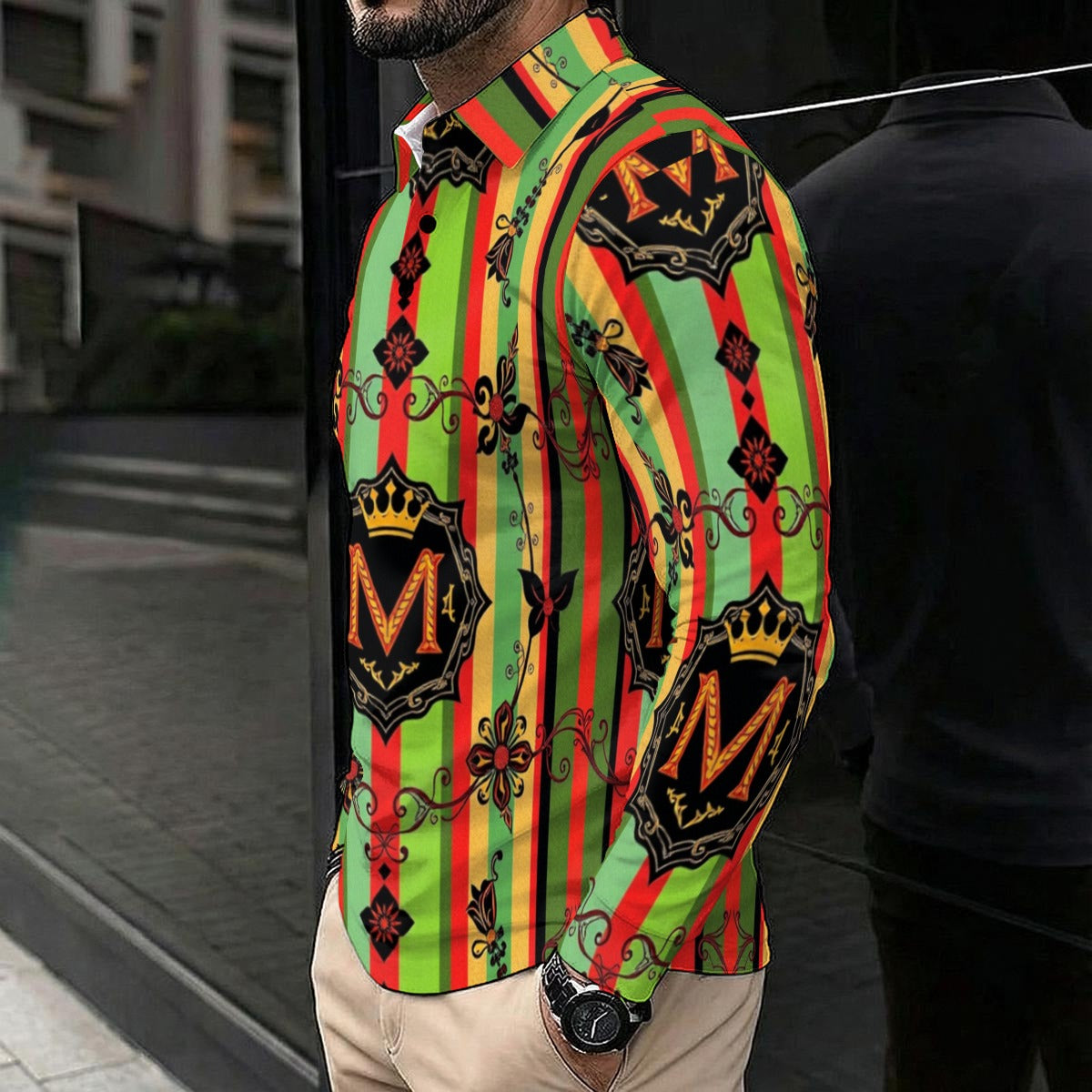 All-Over Print Men's Polo Long Sleeve Tee