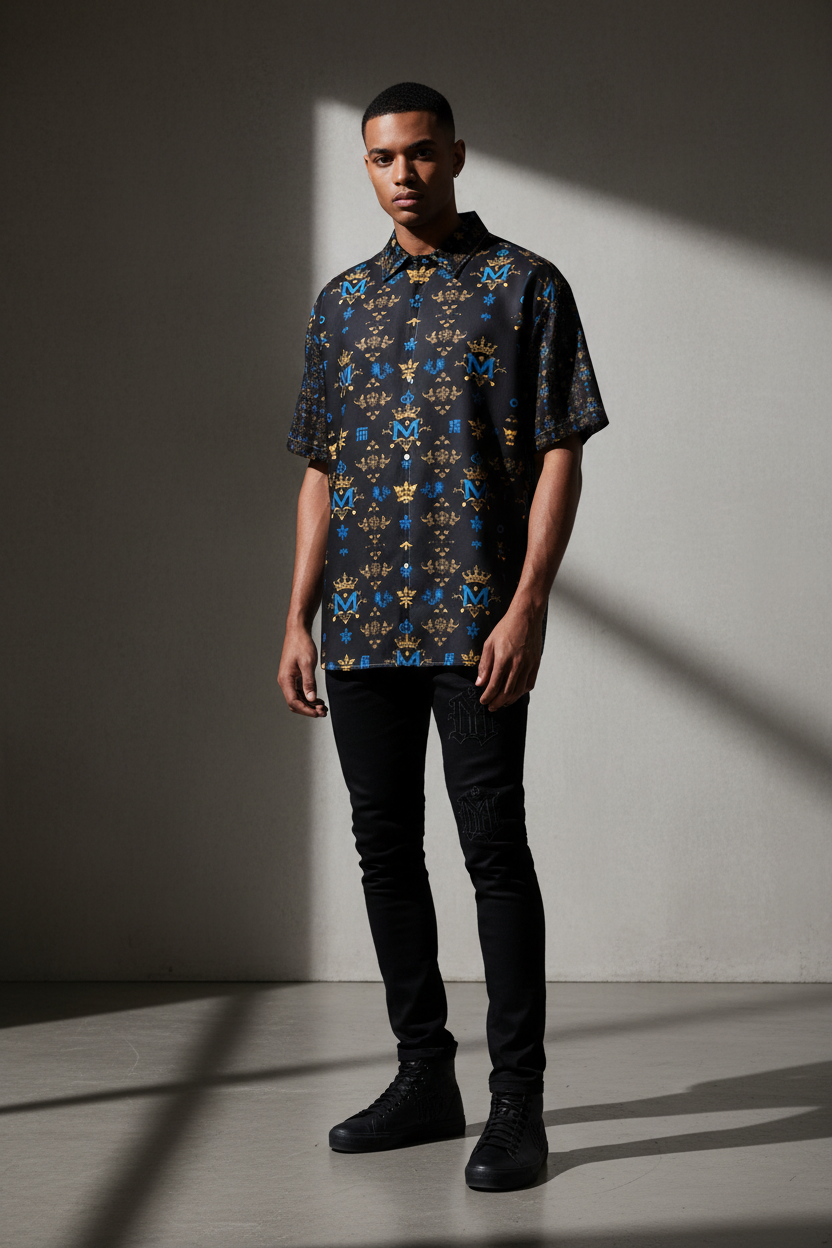 Munsieur All-Over Print Men's Button up Tee