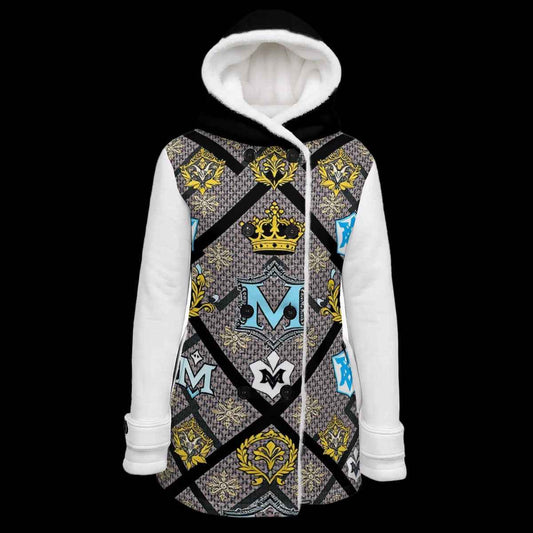 MUNSIEUR All-Over Print Women's Jacket Double-Breasted Winter Parka With Fleece