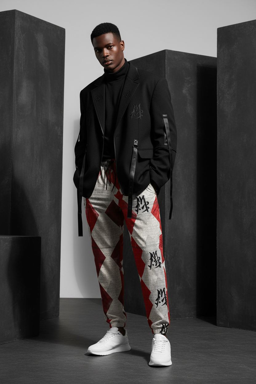Red 310GSM All-Over Print Joggers – Heavy Cotton | MUNSIEUR