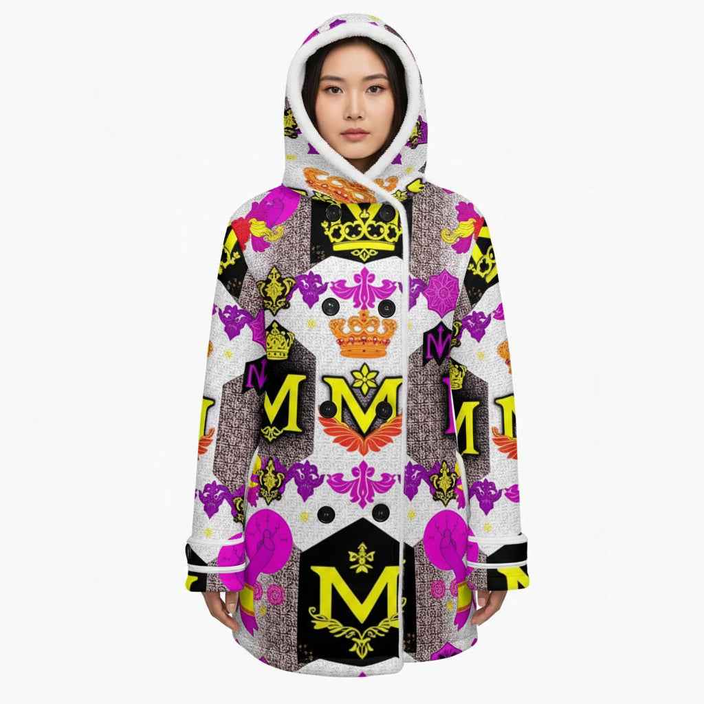 MUNSIEUR All-Over Print Women's Jacket Double-Breasted Winter Parka With Fleece