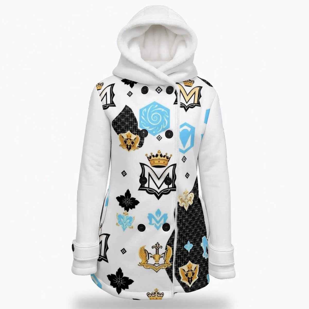 Women's Jacket MUNSIEUR All-Over Print Women's Double-Breasted Winter Parka With Fleece
