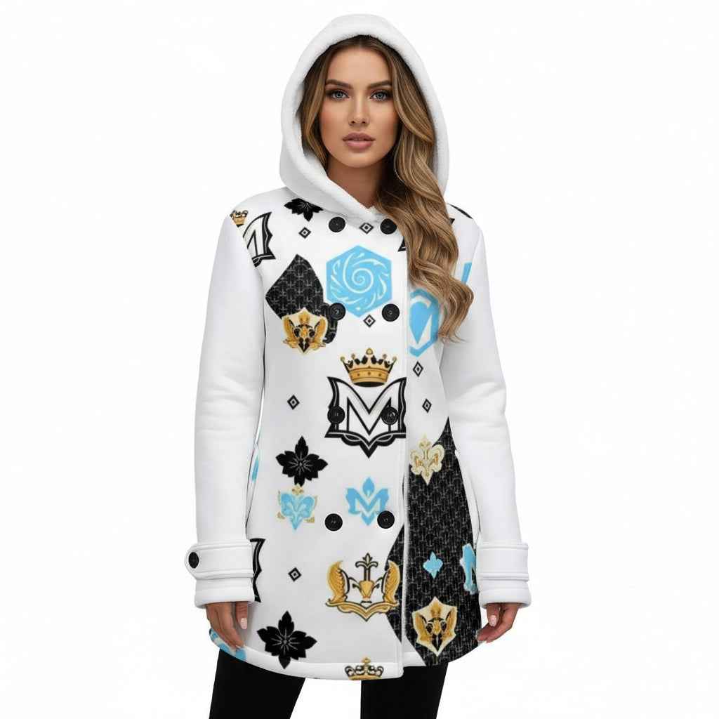 Women's Jacket MUNSIEUR All-Over Print Women's Double-Breasted Winter Parka With Fleece