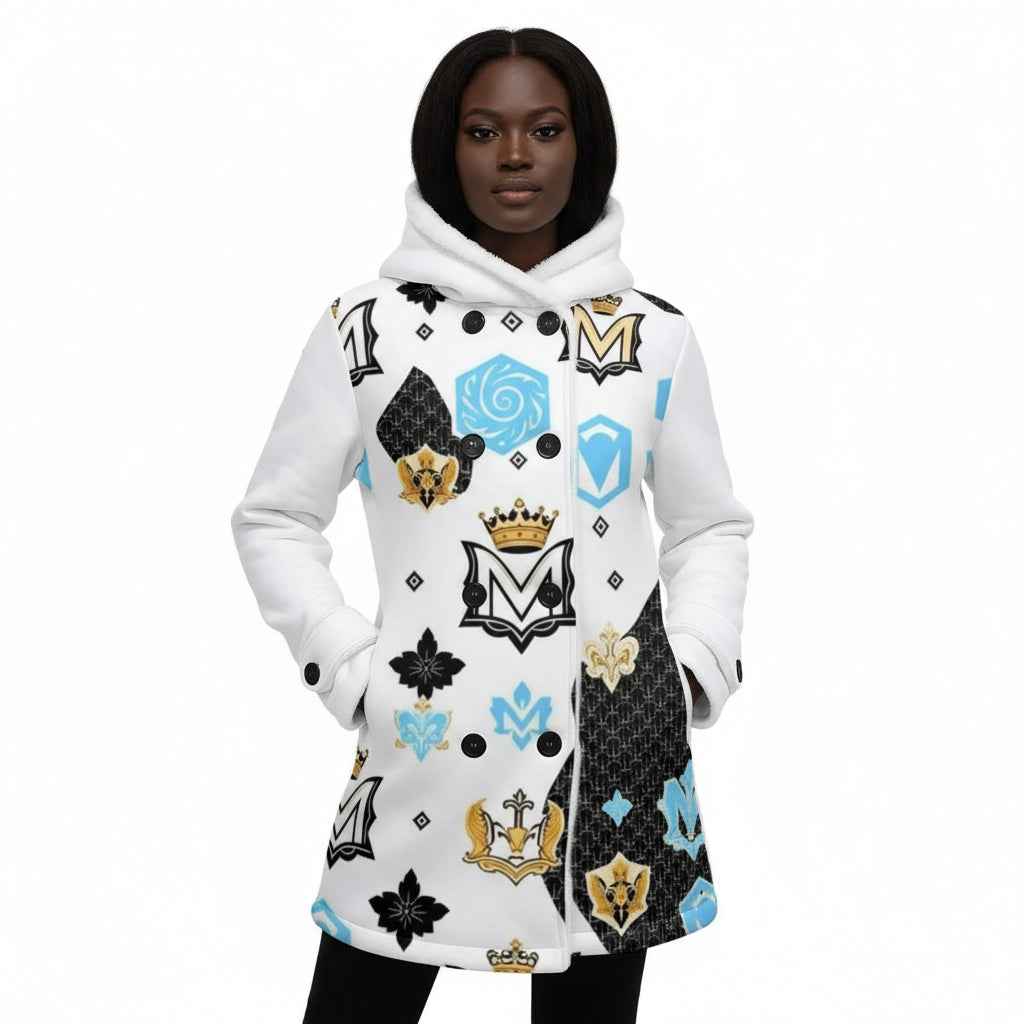 Women's Jacket MUNSIEUR All-Over Print Women's Double-Breasted Winter Parka With Fleece