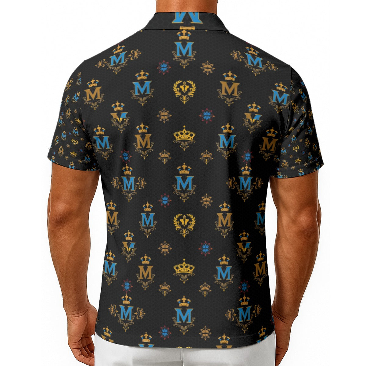 Munsieur All-Over Print Men's Hawaiian Tee With Buttons