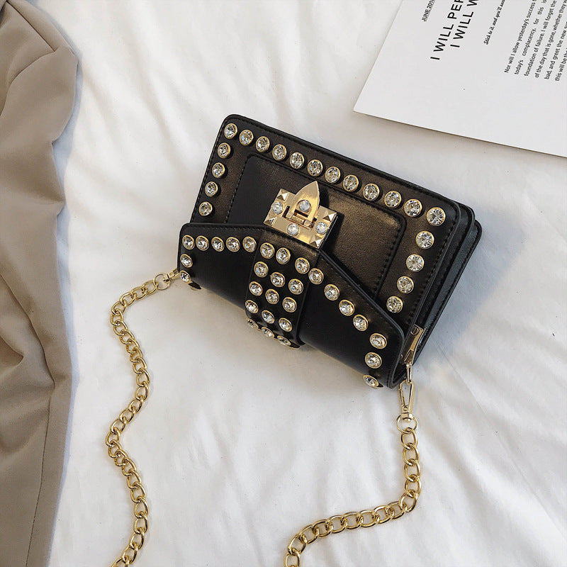Rhinestone Rivet Chain Bag Shoulder Handbag