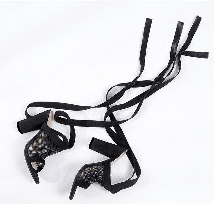 Women's Bandage Fish Mouth Net High Heels