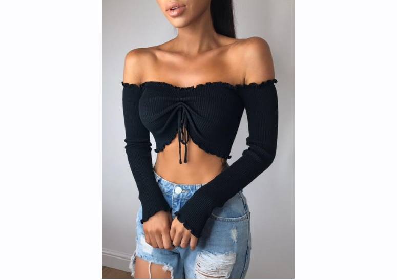Women's One-Shoulder Long-Sleeved Blouse