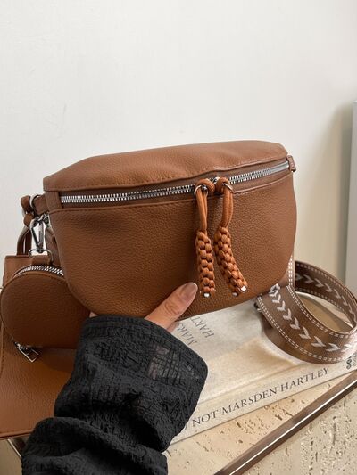 PU Leather Adjustable Strap Crossbody Bag with Coin Purse - Munsieur