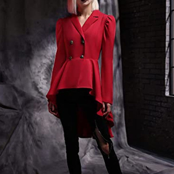 Women's Waist-tight Pure Color Split Single-breasted Casual Jacket