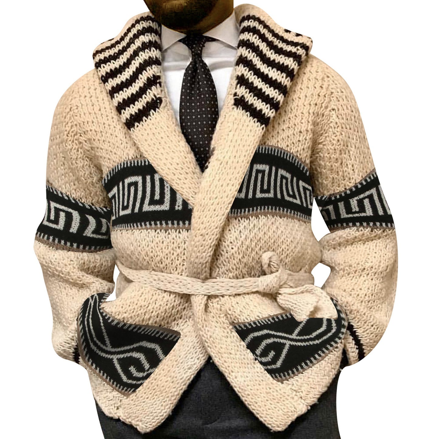 Men's Fashion Jacquard Knitted Coat