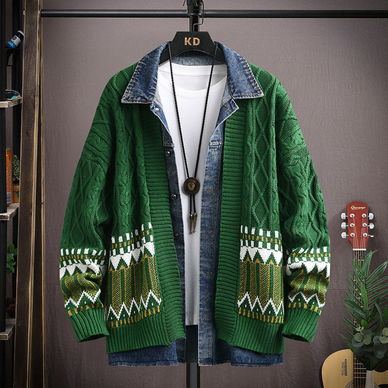 Men's Clothing Fashion Polo Collar Hoodie Cardigan