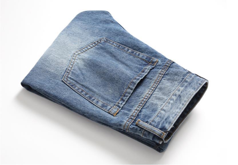 Men's Classic Blue Pants With Patched Holes