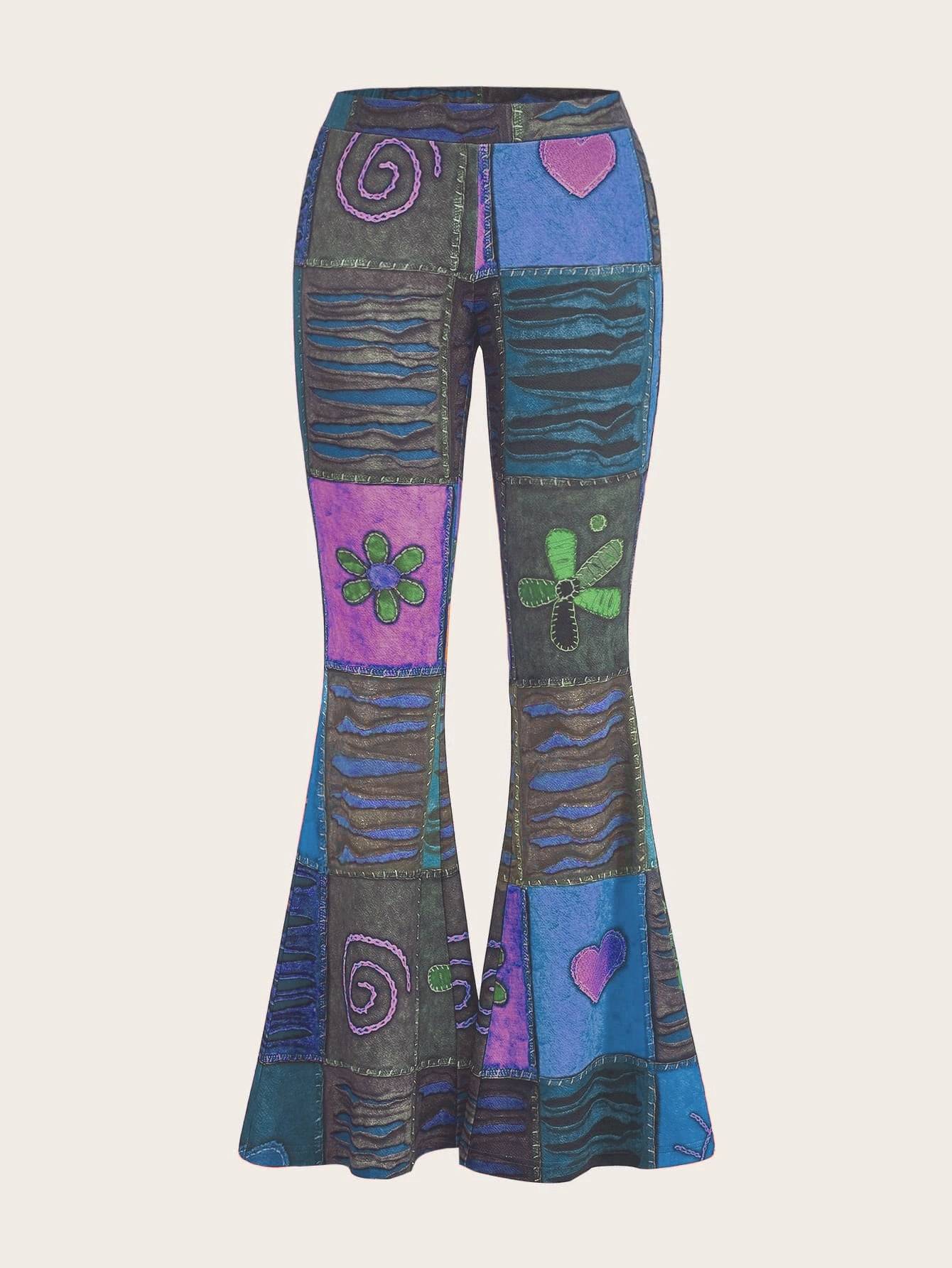 Pattern Abstract Art Style Personality Trend Tight Bootcut Jeans