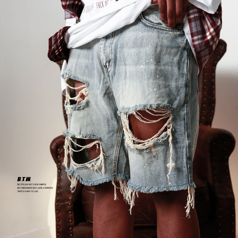 Men's Streetwear Denim Shorts Spring Summer Fashion Ripped