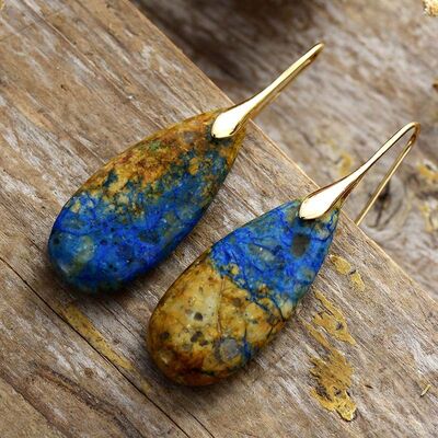 Teardrop Shape Natural Stone Dangle Earrings - Munsieur
