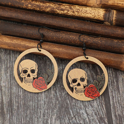 Wooden Cutout Skeleton Earrings - Munsieur
