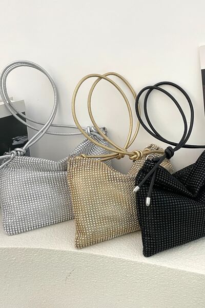 Rhinestone Knotted Strap Crossbody Bag - Munsieur