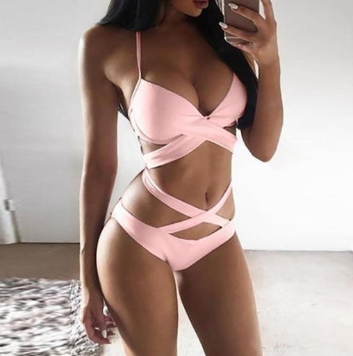 Sexy Black And White Color Matching Bikini Women's Split Swimsuit
