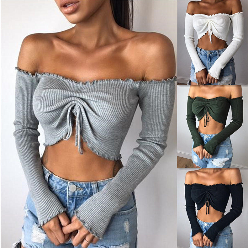 Women's One-Shoulder Long-Sleeved Blouse