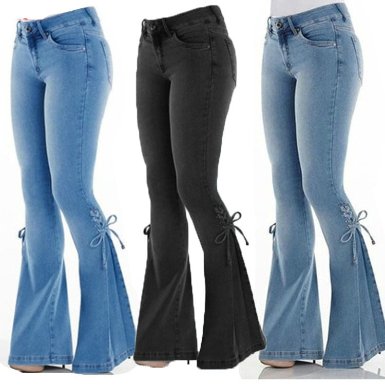 Women's Jeans Mid-Waisted Denim Stretch Jeans
