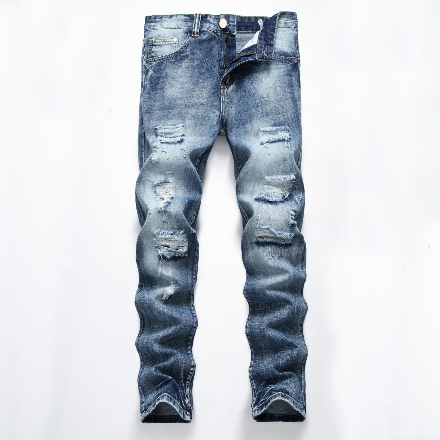 Men's Ripped Pants Fashion Slim-fit Trendy Straight-Leg Men's Pants - Munsieur