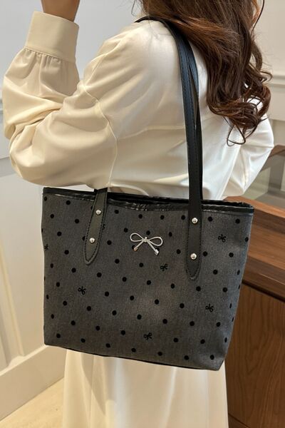 Bow Trim Polyester Tote Bag - Munsieur