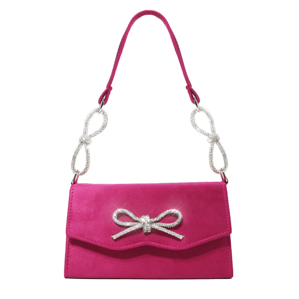 Shiny Bow Rhinestone Women Handbag High-grade French Style