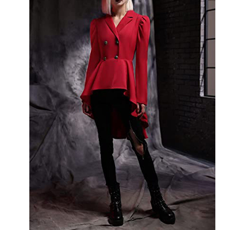 Women's Waist-tight Pure Color Split Single-breasted Casual Jacket