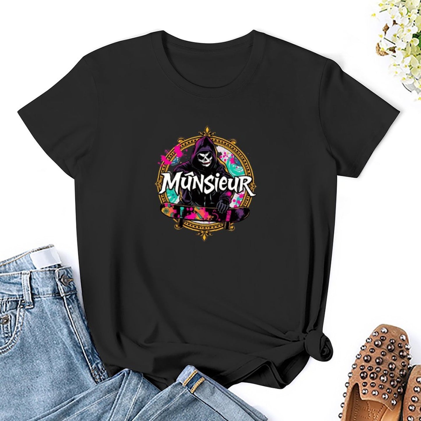Women's T-shirt Munsieur Brand Streetwear Skater Design Skateboarding