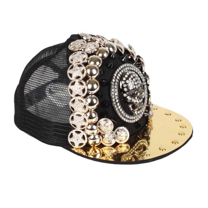 Men Women Handmade Skull Leopard Head Rivet Baseball Hat