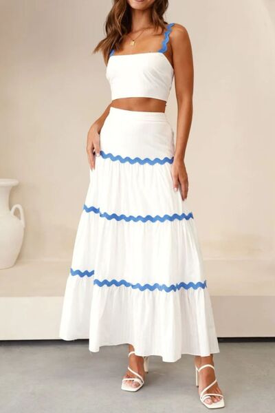 Contrast Trim Cami and Maxi Skirt Set - Munsieur