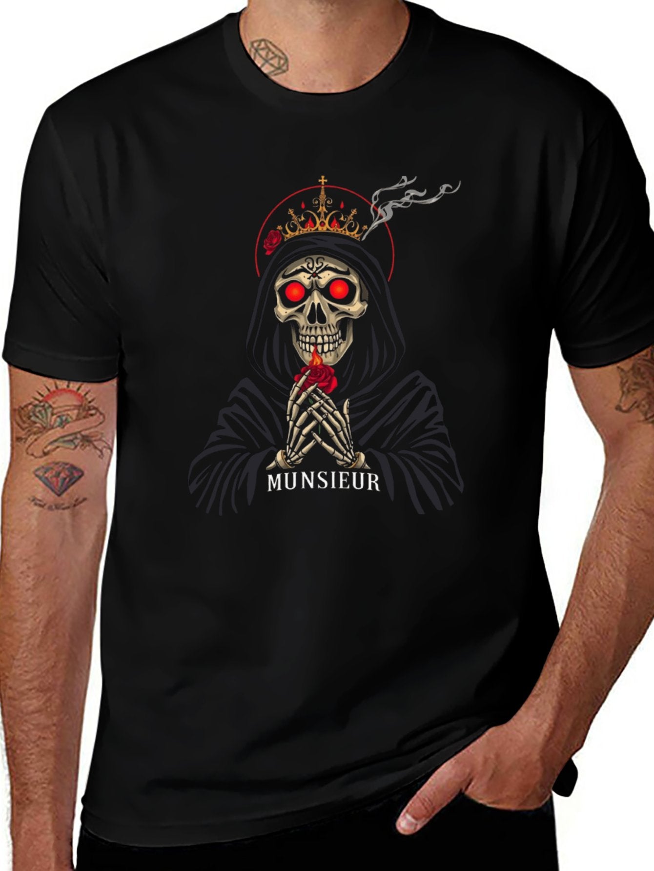 **SALE** Munsieur Men's Tee Cotton "Reaper Smoke" Comfortable Tee for Men