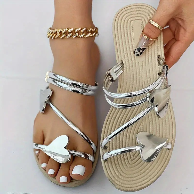 Heart Shape Slippers Summer Flats Love Beach