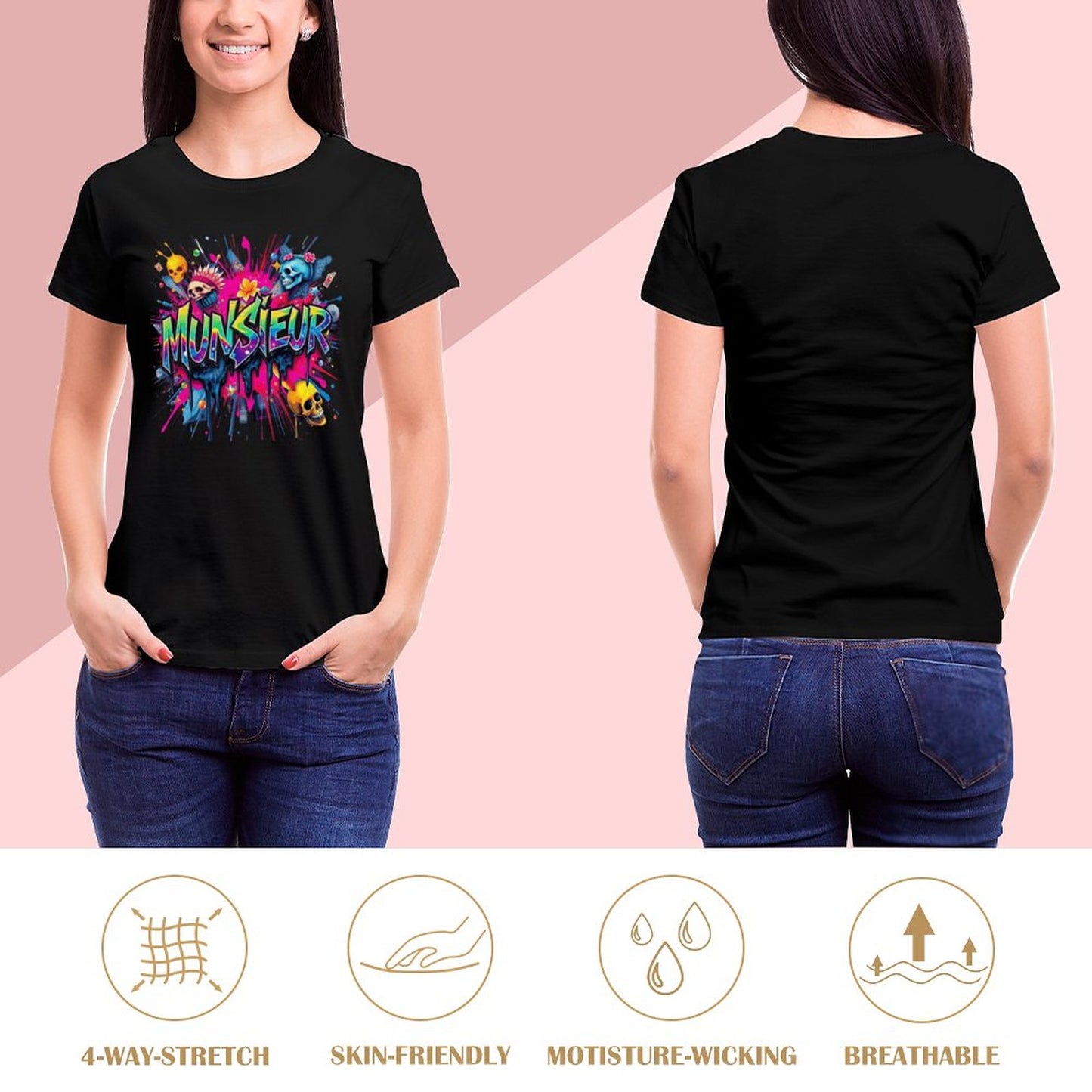 Women's Munsieur Brand T-shirt Streetwear Fashion
