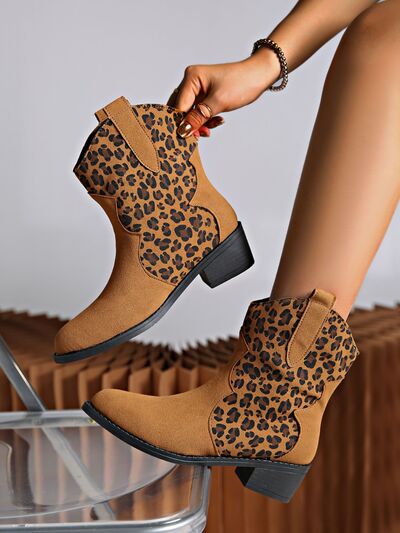 Leopard Suede Block Heel Boots - Munsieur