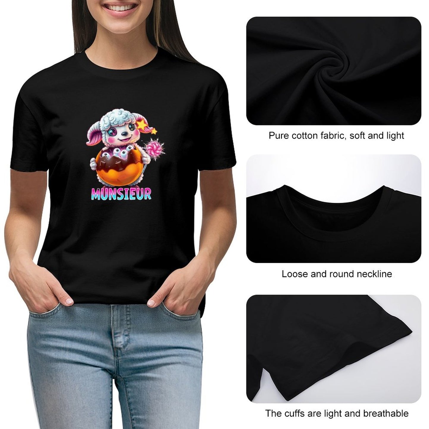 Munsieur Women's T-shirt "Lil Bo" Streetwear for Her