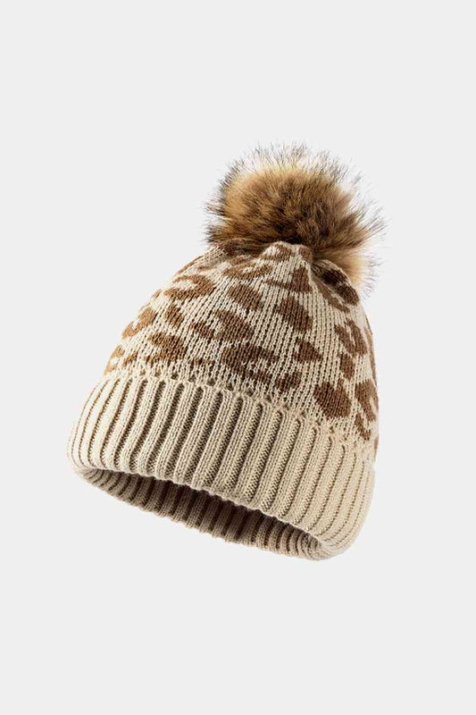 Leopard Pom-Pom Cuffed Beanie - Munsieur