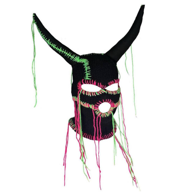 Handmade Knitted Colorful Line Hat Mask