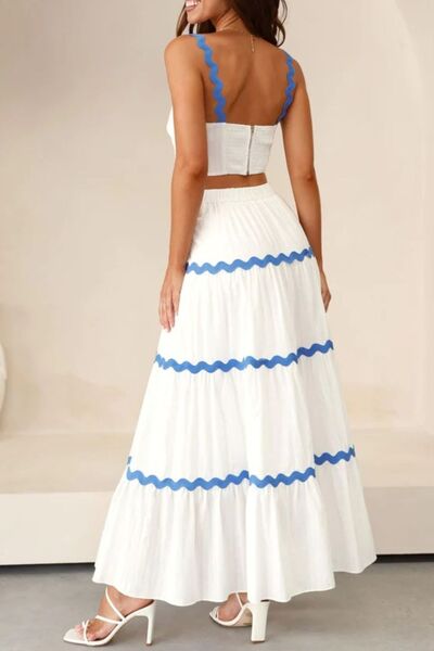 Contrast Trim Cami and Maxi Skirt Set - Munsieur