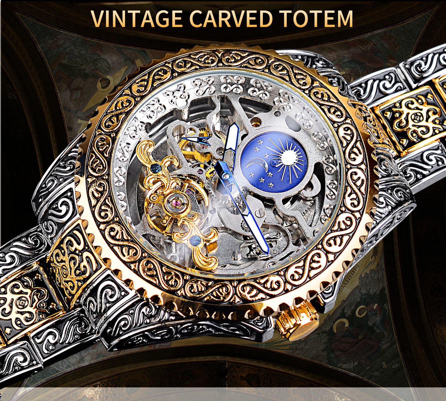 Skeleton Carved Tourbillon Mechanical Watches Luxury Men's Wrist-watch