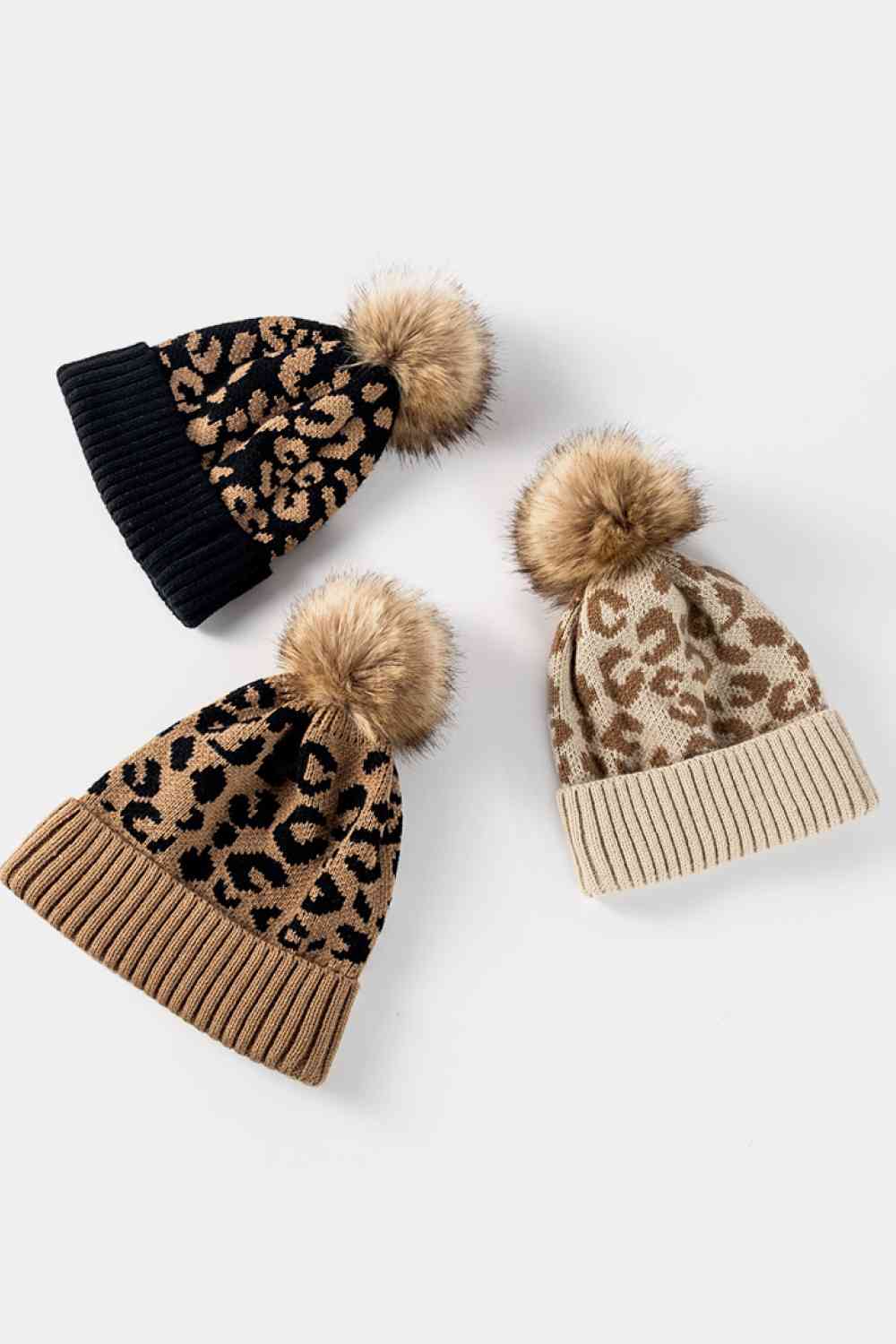 Leopard Pom-Pom Cuffed Beanie - Munsieur